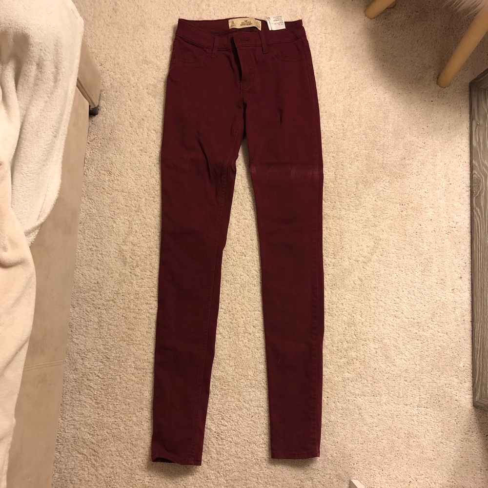 Hollister Maroon Jeans - Super Skinny